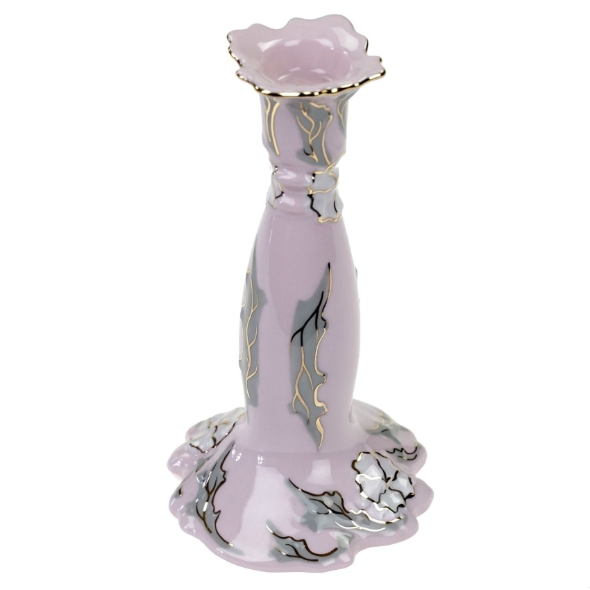 56268 CHODOV ŚWIECZNIK RENATA W KWIATOWE RELIEFY Z RÓŻOWEJ PORCELANY (1).jpg