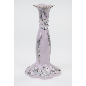 56268 CHODOV ŚWIECZNIK RENATA W KWIATOWE RELIEFY Z RÓŻOWEJ PORCELANY (2).JPG