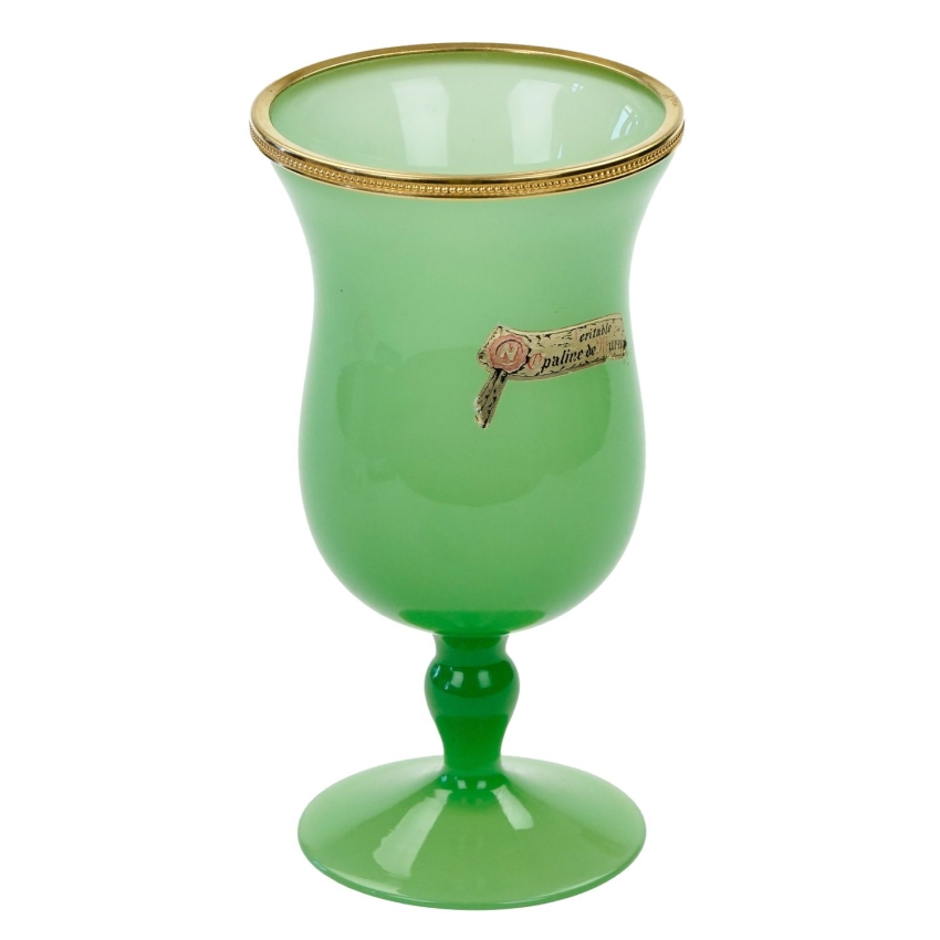 70899 MURANO ZIELONY KIELICH WAZON NA NODZE ZE ZŁOTĄ METALOWĄ OPASKĄ (1).jpg