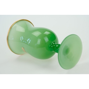 70899 MURANO ZIELONY KIELICH WAZON NA NODZE ZE ZŁOTĄ METALOWĄ OPASKĄ (3).JPG