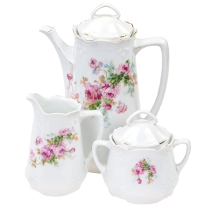 71138 SECESJA STARY GARNITUR DO KAWY DZBANEK CUKIERNICA I MLECZNIK RÓŻE (1).jpg