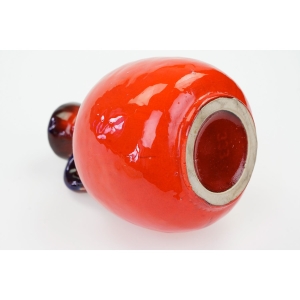 71160 ŚWIETNY CERAMICZNY CZERWONY PĘKATY WAZON (4).JPG