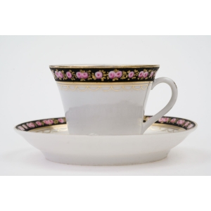 71175 BIEDERMEIER PIĘKNA FILIŻANKA ZE SPODKIEM CZARNY RÓŻANY SZLACZEK (2).JPG