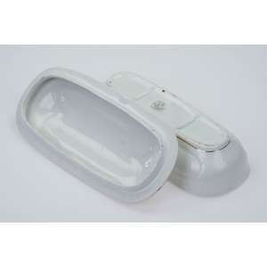 71267 NIMY STARY CERAMICZNY POJEMNIK NA SZCZOTKI GRZEBIENIE FIOLETOWE KWIATY (5).JPG