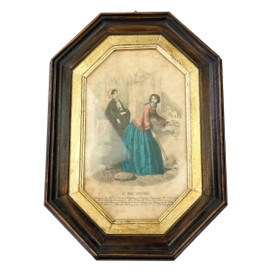 71307 LES MODES PARISIENNES STARA RYCINA Z MODĄ ZA SZYBĄ W RAMIE (1).jpg
