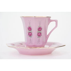 69701 LEANDER FILIŻANKA ZE SPODKIEM RÓŻOWA PORCELANA RÓŻYCZKI (2).JPG