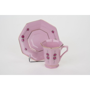 69701 LEANDER FILIŻANKA ZE SPODKIEM RÓŻOWA PORCELANA RÓŻYCZKI (4).JPG