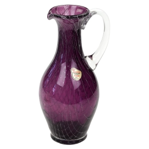 JOSKA FIOLETOWY DZBAN WAZON Z UCHEM Z BIAŁYMI NITKAMI