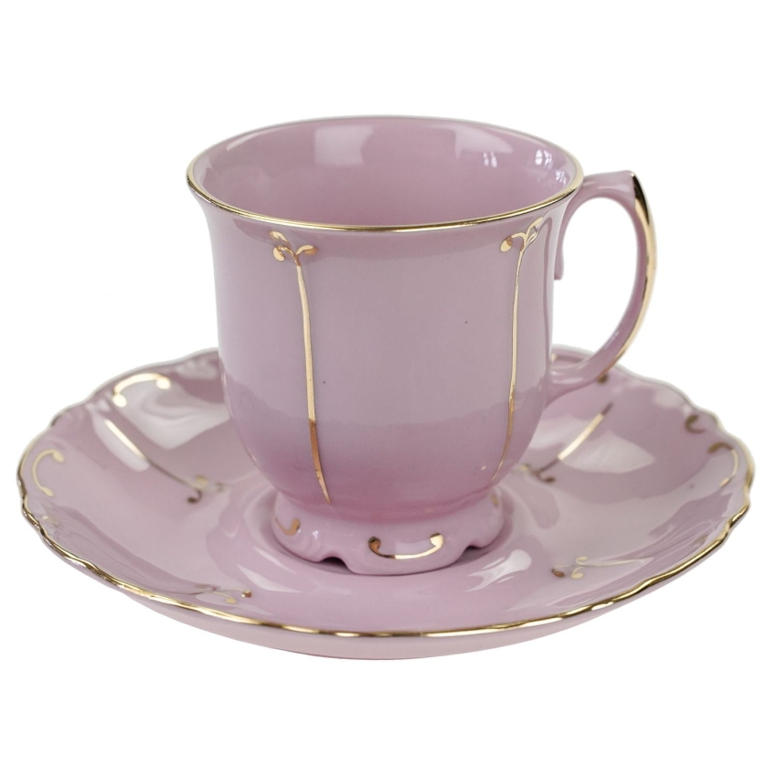 54746 STRUŽNA FILIŻANKA MOKKA ZE SPODKIEM Z RÓŻOWEJ PORCELANY ZE ZŁOCENIAMI (1).jpg
