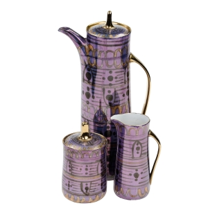 ĆMIELÓW KROKUS W. POTACKI GARNITUR DO KAWY WYJĄTKOWY RĘCZNIE MALOWANY