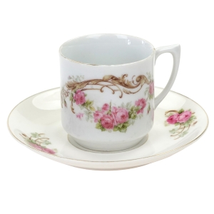 C.T. ALTWASSER CUDOWNA STRAUSZKA FILIŻANKA W RÓŻYCZKI ZE SPODKIEM