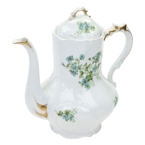 71616 LIMOGES SECESJA NIEBIESKIE KWIATUSZKI ŚLICZNY DZBANEK DO KAWY (1).jpg