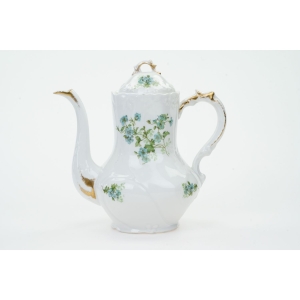 71616 LIMOGES SECESJA NIEBIESKIE KWIATUSZKI ŚLICZNY DZBANEK DO KAWY (2).JPG