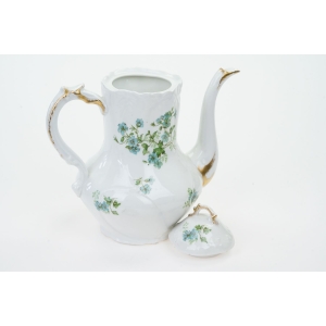 71616 LIMOGES SECESJA NIEBIESKIE KWIATUSZKI ŚLICZNY DZBANEK DO KAWY (4).JPG