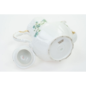 71616 LIMOGES SECESJA NIEBIESKIE KWIATUSZKI ŚLICZNY DZBANEK DO KAWY (5).JPG