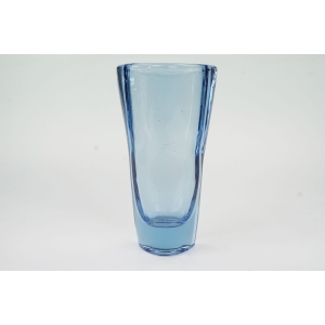 55951 HEŘMANOVA HUŤ F. VIZNER BŁĘKITNY TRÓJKĄTNY DESIGNERSKI WAZON (2).JPG