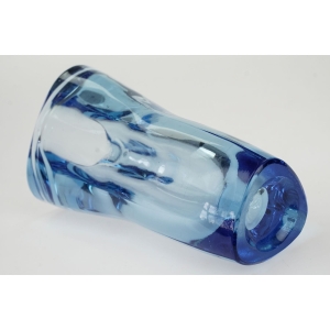 55951 HEŘMANOVA HUŤ F. VIZNER BŁĘKITNY TRÓJKĄTNY DESIGNERSKI WAZON (4).JPG