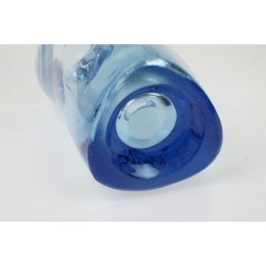 55951 HEŘMANOVA HUŤ F. VIZNER BŁĘKITNY TRÓJKĄTNY DESIGNERSKI WAZON (5).JPG