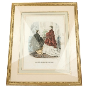 71740 LA MODA ELEGANTE ILLUSTREDA STARA RYCINA Z MODĄ ZA SZYBĄ W RAMIE (1).jpg