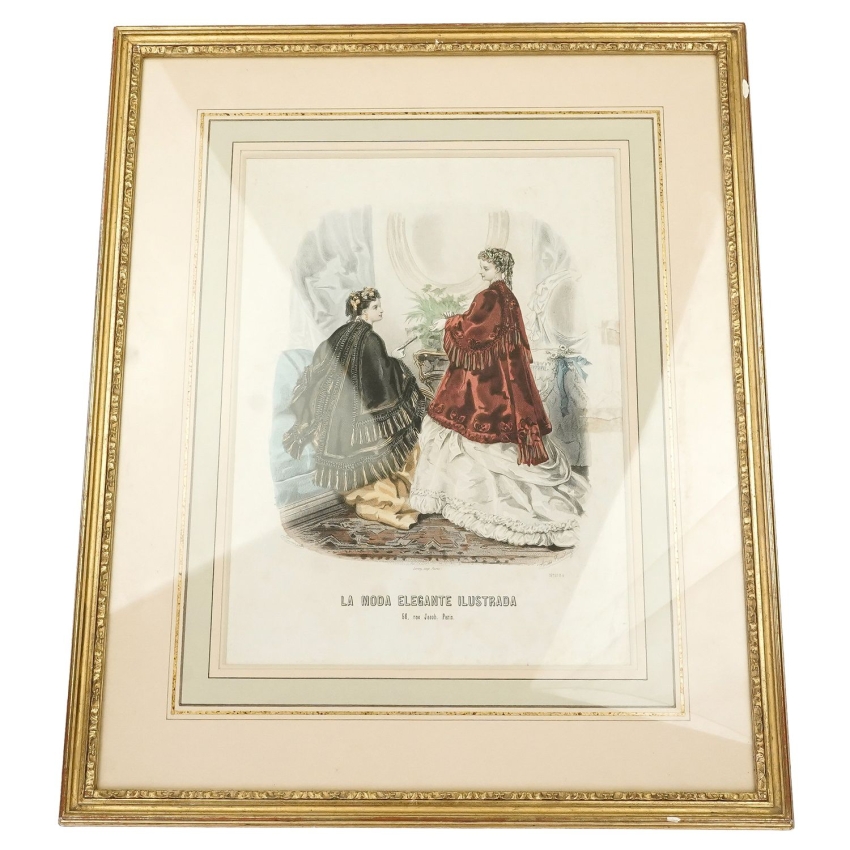 71740 LA MODA ELEGANTE ILLUSTREDA STARA RYCINA Z MODĄ ZA SZYBĄ W RAMIE (1).jpg