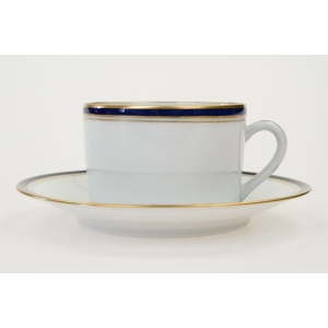 71744 ANC. MANUFACTURE ROYALE LIMOGES FILIŻANKA ZE SPODKIEM Z KOBALTOWO-ZŁOTYM SZLACZKIEM (2).JPG