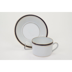 71744 ANC. MANUFACTURE ROYALE LIMOGES FILIŻANKA ZE SPODKIEM Z KOBALTOWO-ZŁOTYM SZLACZKIEM (3).JPG