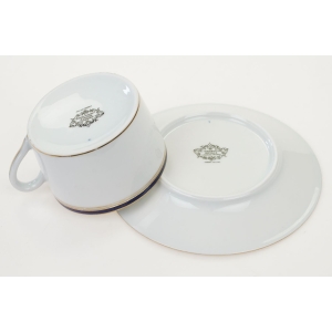 71744 ANC. MANUFACTURE ROYALE LIMOGES FILIŻANKA ZE SPODKIEM Z KOBALTOWO-ZŁOTYM SZLACZKIEM (4).JPG