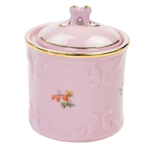 STRUŽNA POJEMNIK Z RÓŻOWEJ PORCELANY PUZDERKO KOLOROWE KWIATKI