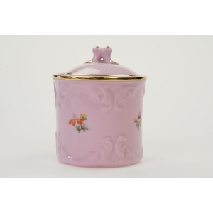 71778 STRUŽNA POJEMNIK Z RÓŻOWEJ PORCELANY PUZDERKO KOLOROWE KWIATKI (2).JPG