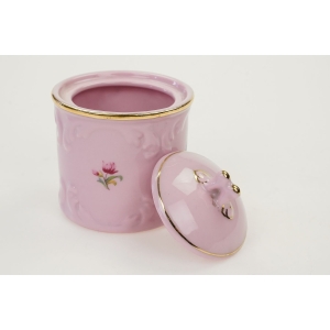 71778 STRUŽNA POJEMNIK Z RÓŻOWEJ PORCELANY PUZDERKO KOLOROWE KWIATKI (3).JPG