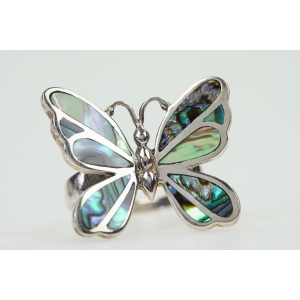 71854 MOTYL SREBRNY PIERŚCIONEK PRÓBA 925 Z MUSZLĄ ABALONE R. 18,5 WAGA 9,6 G (2).JPG
