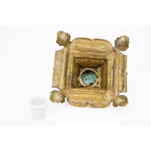 71904 STARY FRANCUSKI MOSIĘŻNY KAŁAMARZ Z PORCELANOWYM WKŁADEM BOGATO ZDOBIONY (4).JPG
