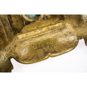 71904 STARY FRANCUSKI MOSIĘŻNY KAŁAMARZ Z PORCELANOWYM WKŁADEM BOGATO ZDOBIONY (5).JPG