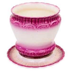 71907 ART NOUVEAU MAJOLIKA BONN WESSEL DONICA OSŁONKA NA DONICZKĘ Z PODSTAWKĄ PEJZAŻ (1).jpg