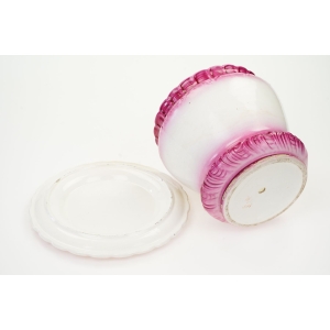 71907 ART NOUVEAU MAJOLIKA BONN WESSEL DONICA OSŁONKA NA DONICZKĘ Z PODSTAWKĄ PEJZAŻ (5).JPG