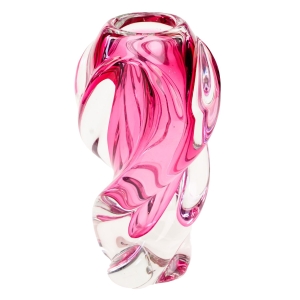 CHŘIBSKÁ J. HOSPODKA MALINOWY ŚLICZNY DUŻY WAZON SPIRALNIE SKRĘCONY Z LAT 60-TYCH 26 cm