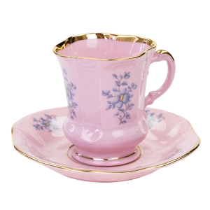 71924 STRUŽNA GRANIASTA FILIŻANKA ZE SPODKIEM Z RÓŻOWEJ PORCELANY BŁĘKITNE KWIATKI (1).jpg
