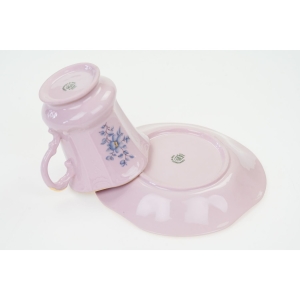 71924 STRUŽNA GRANIASTA FILIŻANKA ZE SPODKIEM Z RÓŻOWEJ PORCELANY BŁĘKITNE KWIATKI (5).JPG