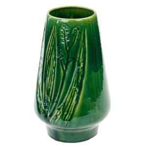 72150 CERAMIKA BIAŁYSTOK ZIELONY WAZON Z LIŚCIASTYMI RELIEFAMI (1).jpg