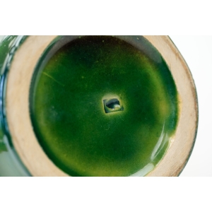 72150 CERAMIKA BIAŁYSTOK ZIELONY WAZON Z LIŚCIASTYMI RELIEFAMI (4).JPG