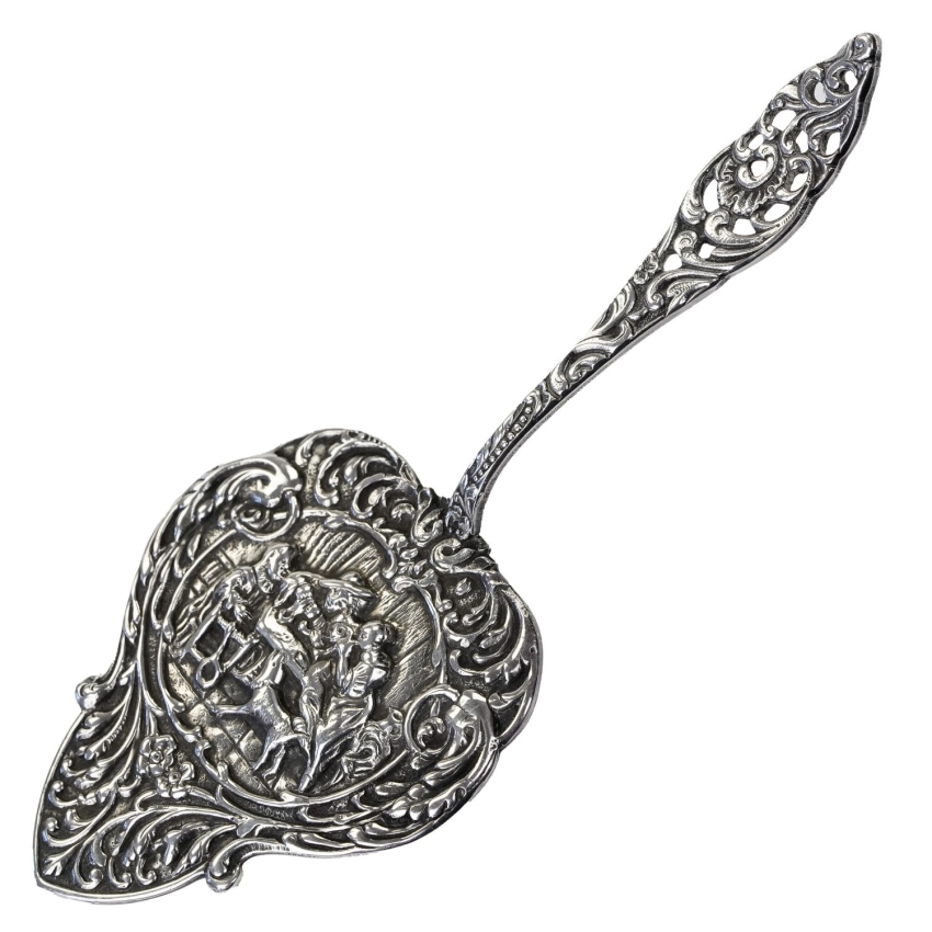72178 SOLA ŁOPATKA DO CIAST TORTÓW AŻUROWA SCENKA BIESIADNA PLATEROWANA SREBREM (1).jpg