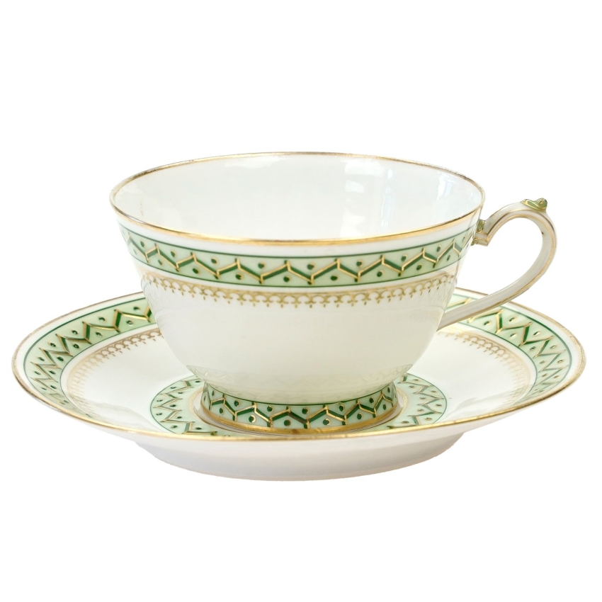 72315 LIMOGES KOLEKCJONERSKA FILIŻANKA ZE SPODKIEM ZIELONE SZLACZKI (1).jpg