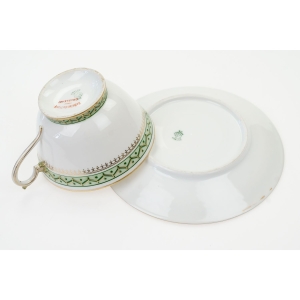 72315 LIMOGES KOLEKCJONERSKA FILIŻANKA ZE SPODKIEM ZIELONE SZLACZKI (5).JPG