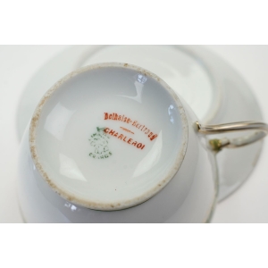 72315 LIMOGES KOLEKCJONERSKA FILIŻANKA ZE SPODKIEM ZIELONE SZLACZKI (6).JPG