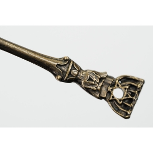 72331 JUDAIKA MOSIĘŻNA ŁYŻECZKA DO SOLI LUB KADZIDŁA Z MENORĄ (2).JPG