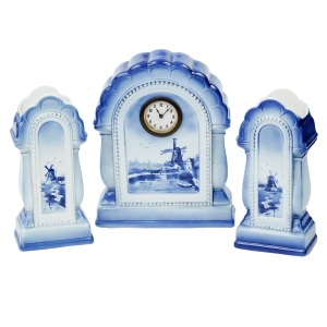 72507 CERAMICZNY ZEGAR MANTLE KOMINKOWY Z WIATRAKIEM I DWA WAZONY (1).jpg