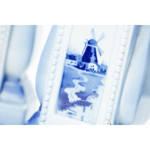 72507 CERAMICZNY ZEGAR MANTLE KOMINKOWY Z WIATRAKIEM I DWA WAZONY (2).JPG