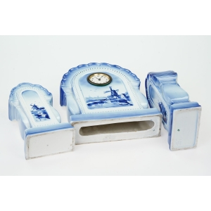 72507 CERAMICZNY ZEGAR MANTLE KOMINKOWY Z WIATRAKIEM I DWA WAZONY (6).JPG