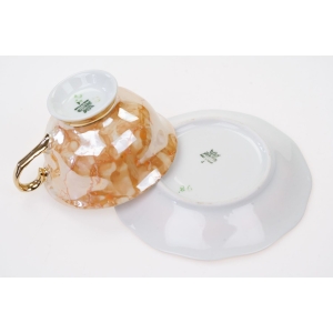 72519 KAROLINA ŁOSOSIOWO-ZŁOTA FILIŻANKA MOKKA ZE SPODKIEM OPALIZOWANA (4).JPG