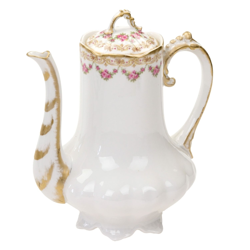 72523 LIMOGES ZABYTKOWY DZBANEK DO KAWY GIRLANDY RÓŻYCZEK I ZŁOCENIA (1).jpg